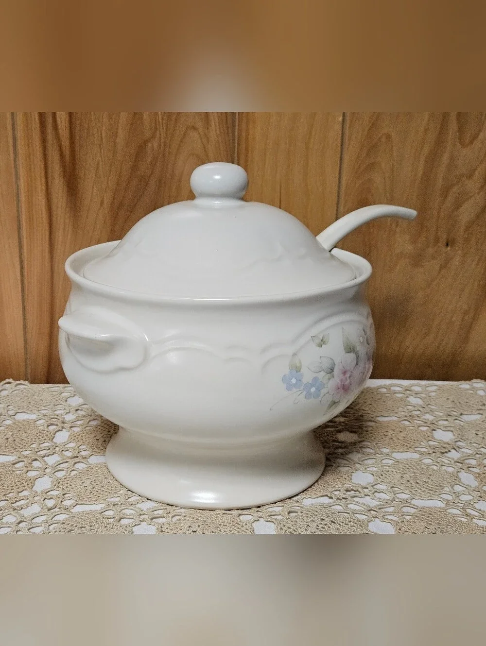 Large PFALTZGRAFF Tea Rose Double Handled Soup TUREEN BOWL w/Lid & Ladle 3.5QT